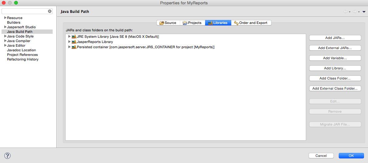 Project Explorer UI displaying the Properties dialog.