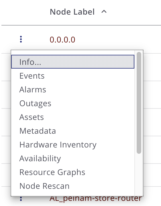 Meridian node Action menu.
