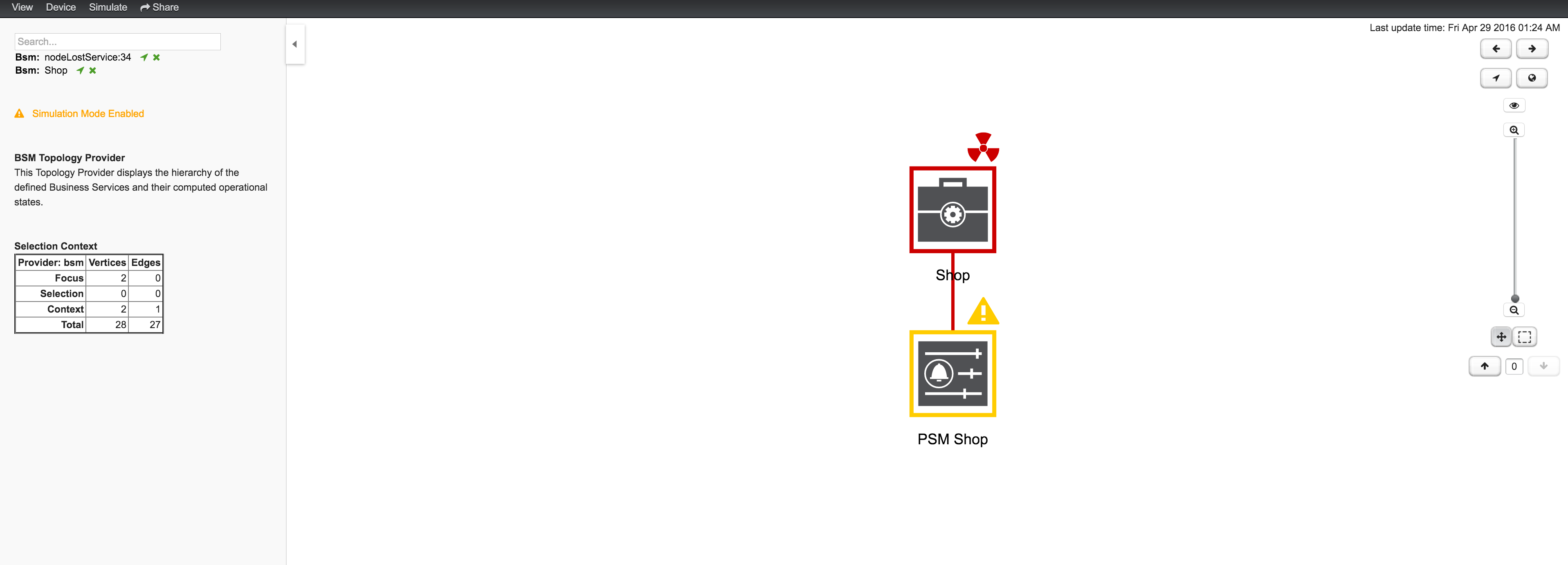 Meridian UI displaying the topology map, with two elements